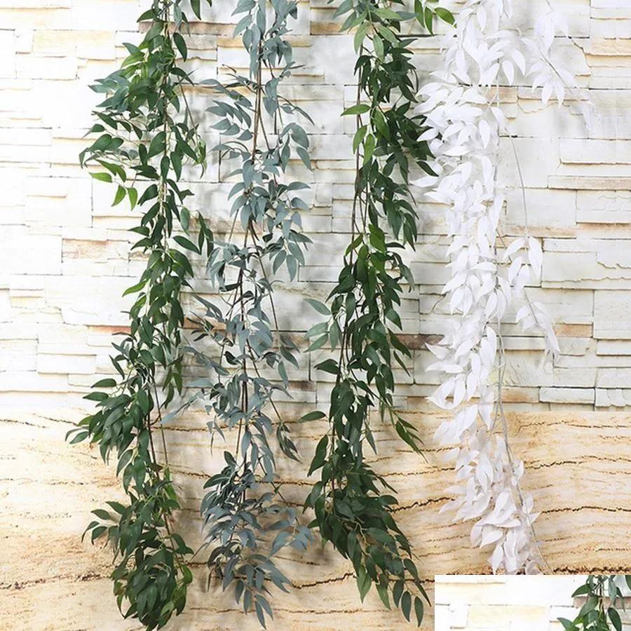 Faux Floral Greenery Home Wedding Decor Hanging Flowers Rattan Artificial Ivy Leaf Garland Evergreen Vine Plants Fake Green 1.65M Dhkpa