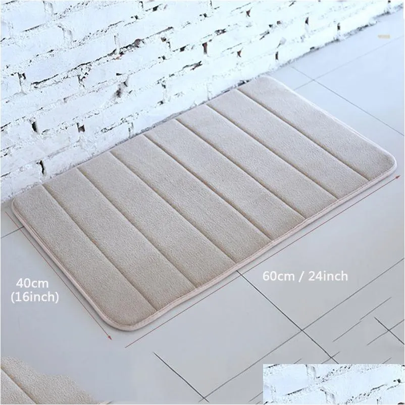 Tappetini da Bagno 40X60Cm Tappetino Antiscivolo Camera da Letto Coral Fleece Memory Foam Tappeto Doccia Tappeto Bagno Cucina Tappetino 13 Colori Dh1120 Drop De Dhqse