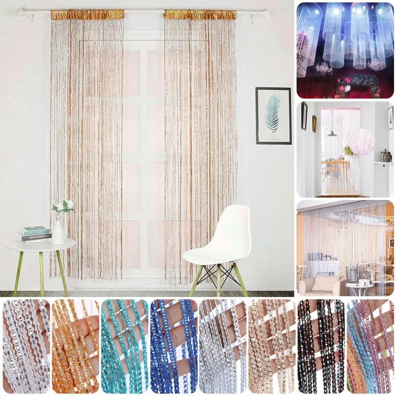Curtain Modern Shower Wedding Props And Home Decoration Silver String Door Elegant Peach Curtains For Living Room
