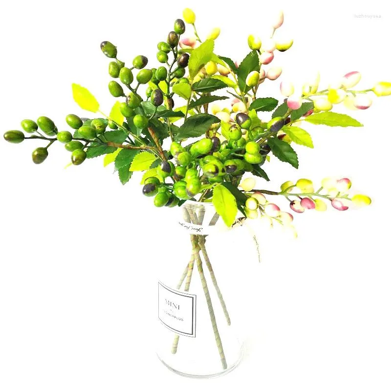 Kwiaty dekoracyjne 1 burza sztuczna oliwek owoc Fake roślina Bukiet Oddział Home Decor Christmas Wedding Greenery Daisy Flower