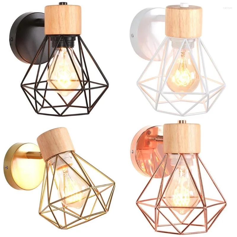 Wall Lamp Industrial Light Fixture E27 Base Wire Cage Lampshade Vintage Lighting Sconce For Headboard Bedroom Restaurant