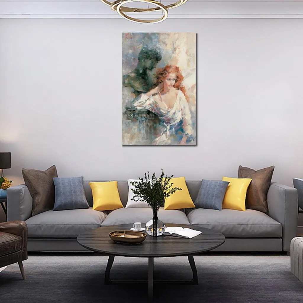 Canvas Art een Serene Gestalte Elegante Handgemaakte Impressionist Willem Haenraets Schilderij Figuur Kunstwerk voor Home Decor