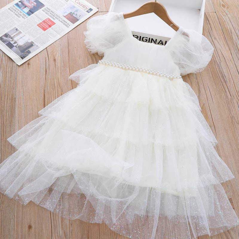 Mädchen Kleider Mädchen Blase Ärmel Prinzessin Kleid 2023 Sommer Neue Kinder Modische Flauschigen Kuchen Kleid Geburtstag Kleid AA230531