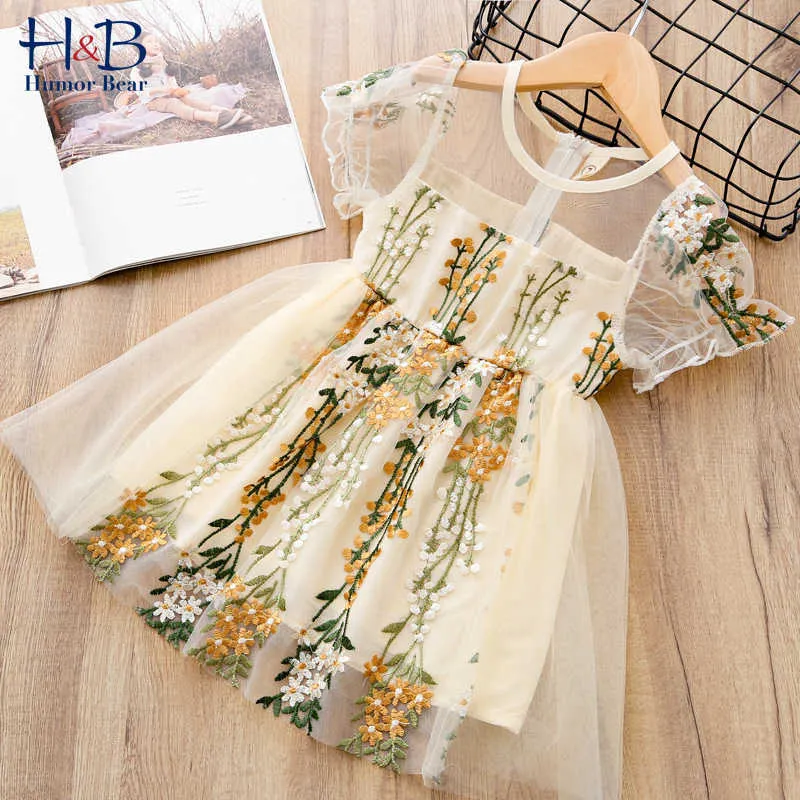 Vestidos de menina humor urso de verão elegante menina princesa vestido bordado festas de aniversário de malha bordada vestidos de criança vestidos de garoto por 3-7 anos aa230531