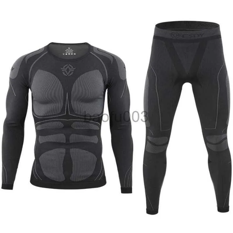 Survêtements pour hommes Sous-vêtements thermiques Hommes Survêtement Tactique Formation Fitness Tops Pantalons Ensembles Sous-Vêtements Costume Hommes Automne Hiver Thermo Long Johns J230531