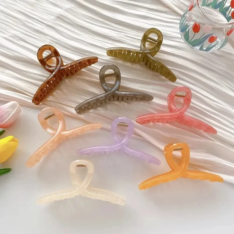 Clip per artigli per capelli in plastica cava con croce in gelatina trasparente di nuova moda coreana oversize da 13 cm accessori per capelli per ragazze da donna