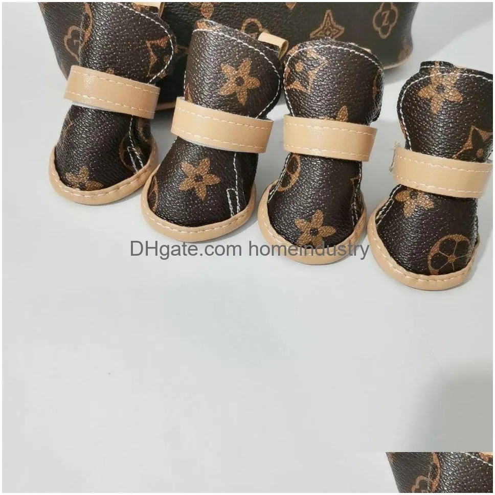 Dog Designer Leather Shoes With Adjustable Straps Nonslip Soft Sole Paw Protector Boots For Small To Medium Dogs Set From Homeindustry 5.92 DHgate.Com