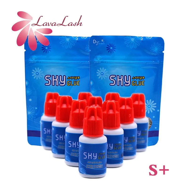Brushes 10 Bottles SKY S+ Type Glue For Eyelash Extension Red Cap Fast Drying Korea False Lash Glue 5ml Makeup Tools Wholesale Adhesive