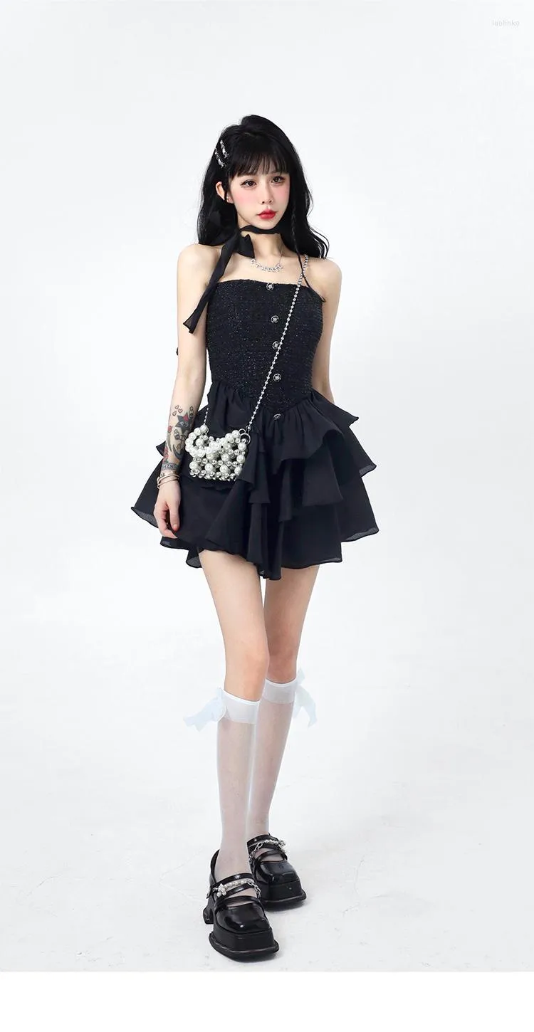 gothic casual dress Casual Cute Gothic Dresses Girl Lace Dress Short Long Puff Sleeve Retro Gothic Lolita