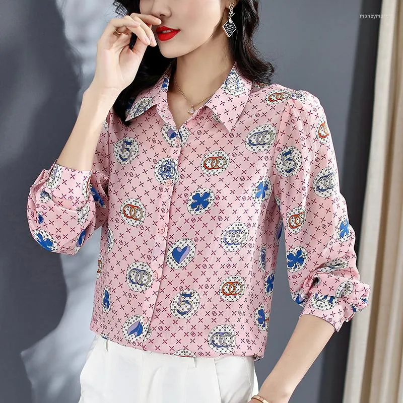 Blusas De Mujer Camisa Estampada De Seda Natural Para Mujer