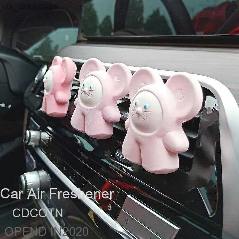 Cartoon Gesso Little Mouse Car Scownener Car Decoração Interior Auto Interior Deco Air Condicionador Fragrância Clip L230523