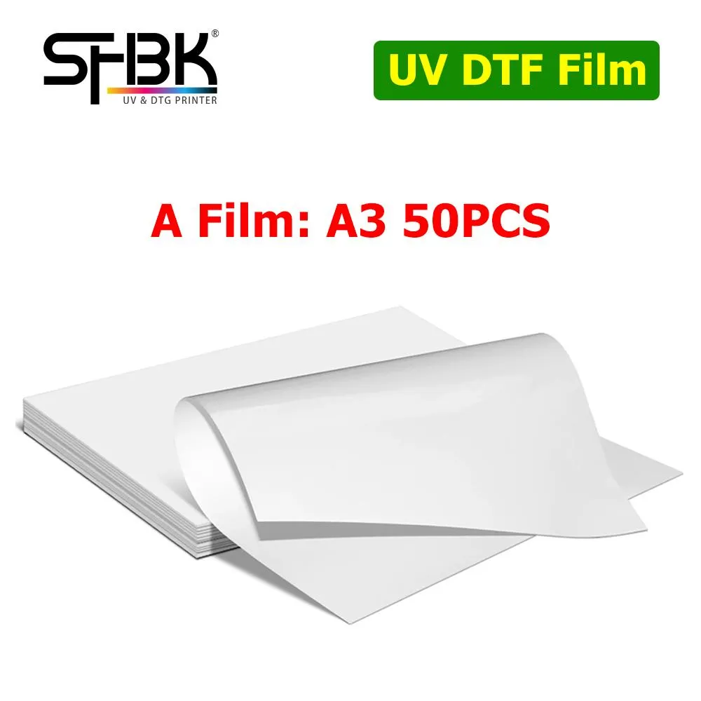 Paper 50pcs A3 Magic UV DTF Film A et B Transfert vers le boîtier de téléphone en métal en céramique en verre pour imprimante DTF de surface de forme irrégulière
