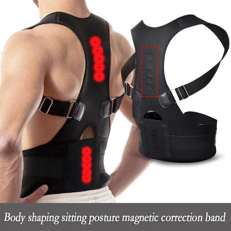 ケア姿勢矯正器磁気療法クラビクルバックストレートナーショルダーサポートブレース腰部ベルト補正調整可能な男性女性