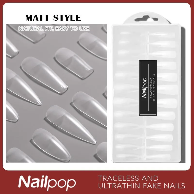 Kits nailpop 576/600 pçs imprensa em unhas dicas para extensão caixão unhas artificiais com design capa completa ponta do prego acrílico unhas kit