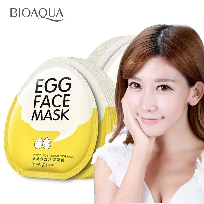 Face 30pcs BIOAQUA Egg Facial Mask Deep Moisturizing Face Mask OilControl Smooth Shrink Pores Whitening Brighten Egg Mask Skin Care