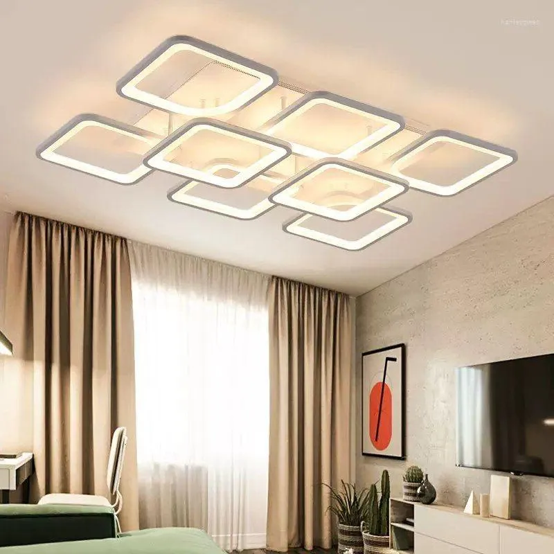 Deckenleuchten Moderne LED-Licht Geometrische quadratische Mehrkopf-dekorative Beleuchtungslampen für Wohnzimmer Esszimmer Hauptschlafzimmer Leuchte