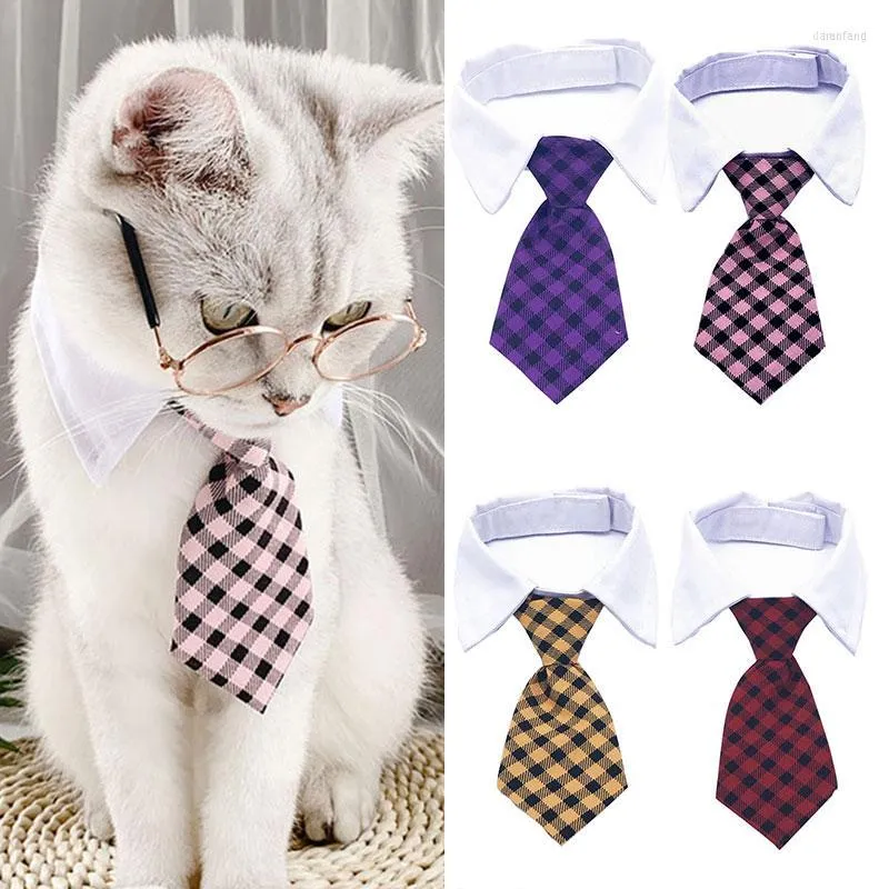 Dog Collars Cute Cat Bow Tie Fashion Pet Collar Adjustable Neck Party Wedding Dogs Striped Necktie Pets Grooming Accessories