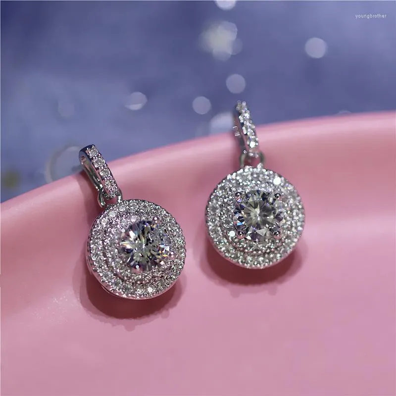Studörhängen S925 Sterling Silver Natural Dainty VVS1 Diamond Earring For Women Fine Jewelry Kolczyki Orecchini 925