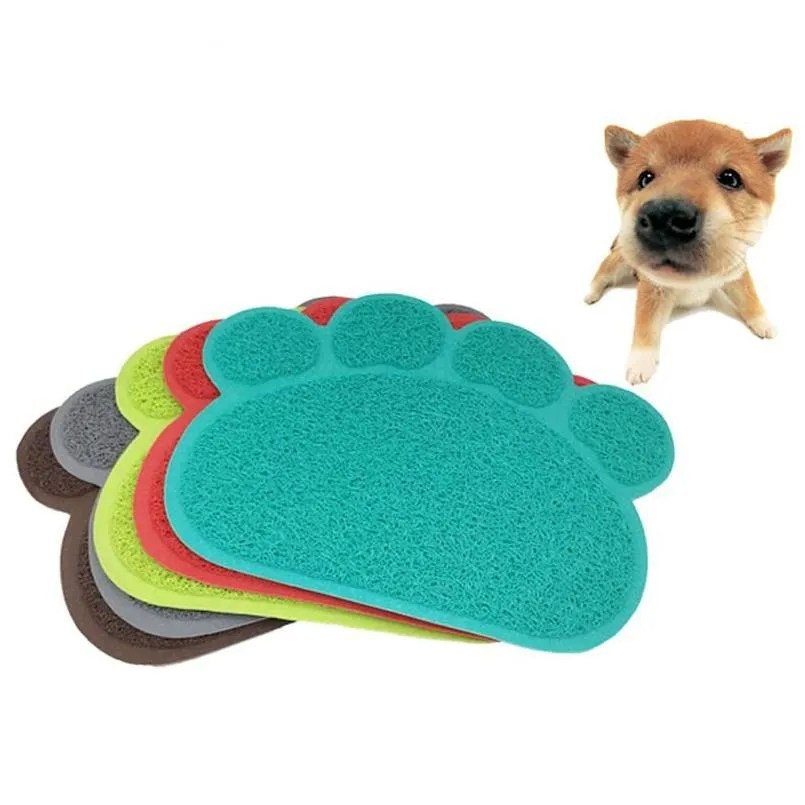 Other Dog Supplies Easy Clean Pet Antiskid Mat Feeding Food Solid Color Pvc Pad Puppy Paw Shape Soft Placemat Cat Dish Bowls Dh0977 Dhxfi