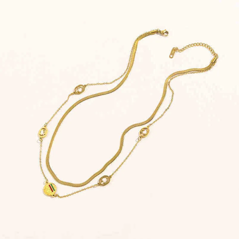 2023 New designer jewelry bracelet necklace ring layer multi pendant clavicle chain ins minority design high sense light