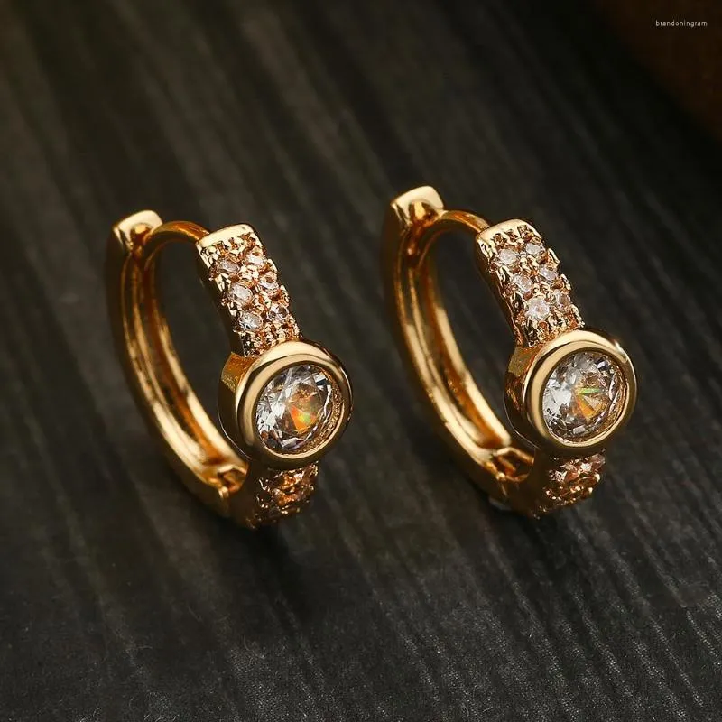 Orecchini a cerchio ACQUISTA Cuore geometrico color oro alla moda per donna Ragazza Cubic Zirconia Pave Setting Accessori per gioielli da festa