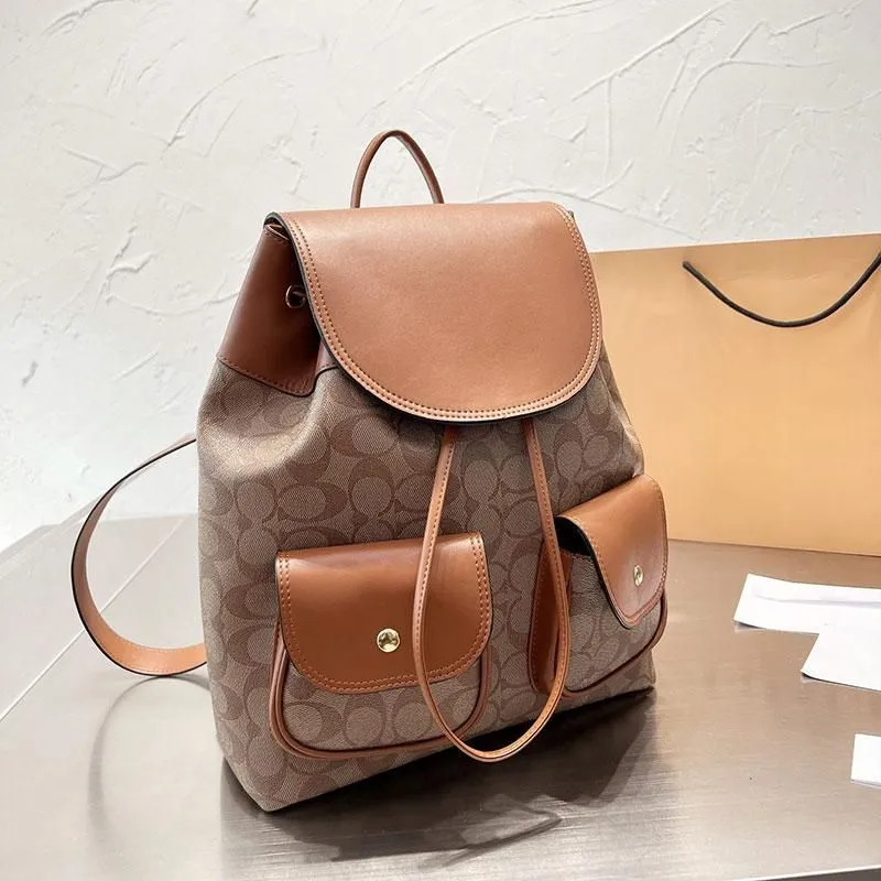 coach billie backpack in signature jacquard Dempsey Smoke Canvas Logo Patch Women's Backp and multifunction pockets Flap and drawstring closures Coach billie backpack backpack -