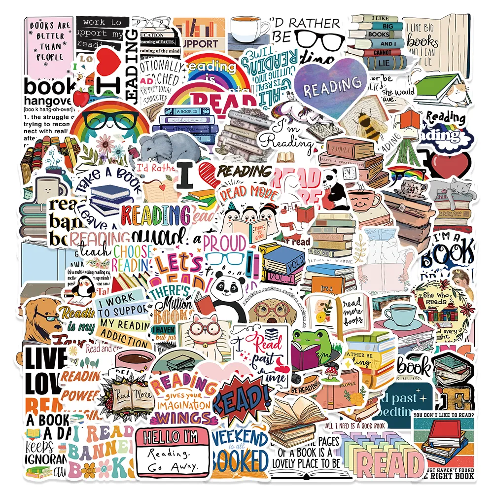 10/50/100pcs Bulk Book Stickers Inspirational Reading Stickers for Kids Teens Students Teachers Reading Lovers Book Accessories