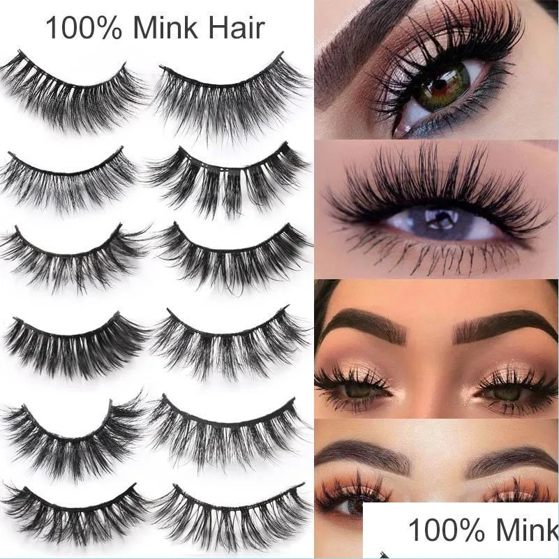 Other Household Sundries 100% Mink Eyelashes Wispy Fluffy Fake Lashes 3D Makeup Big Volume Crisscross Reusable False Extensions With Dhgat