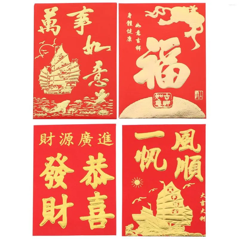 Подарочная упаковка 160 шт. Бумажные красные конверты Hongbao Bags Money Packet Zodiac Tiger Hong Bao Packets