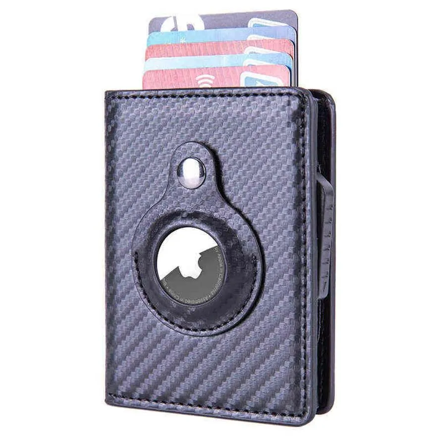 Riktigt läder RFID -blockeringskorthållare män plånböcker pengar väska 2022 liten smal mini för Birtag Air Tag J220809262A
