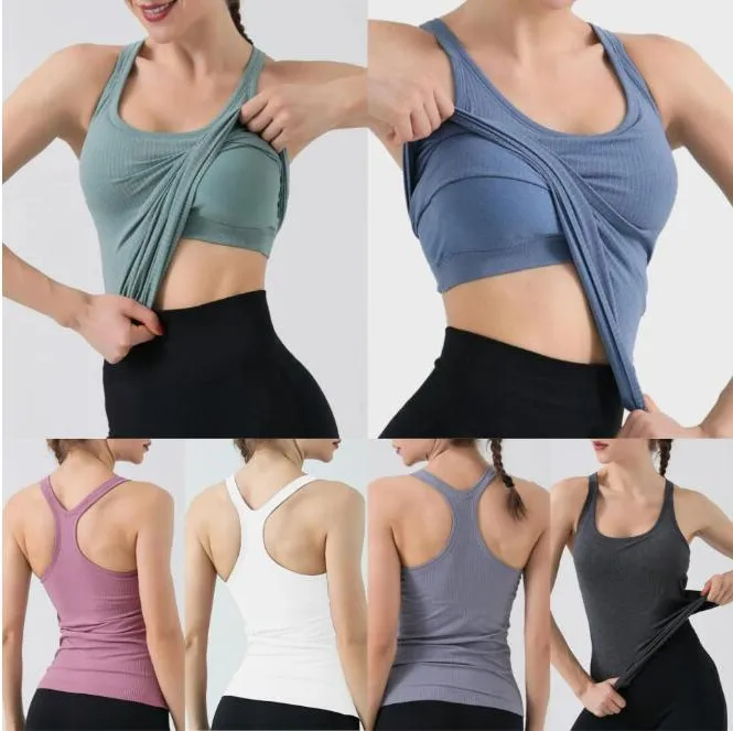 LU LEMONS – débardeur sans manches pour femmes, débardeur de Yoga avec soutien-gorge rembourré, T-shirt de Sport athlétique Fiess