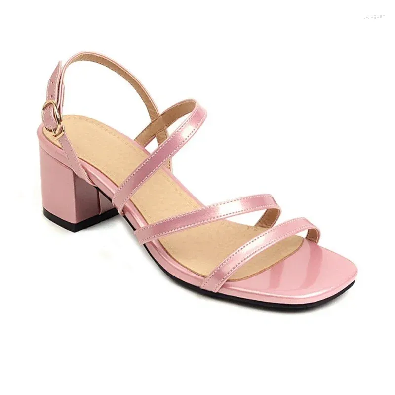 Sandalen Zapatos De Mujer 2023 Gladiator Met Vierkante Kop Dikke Hoge Hak Kinderkleding Schoenen Voor Vrouwen Plus Size 28-52 259