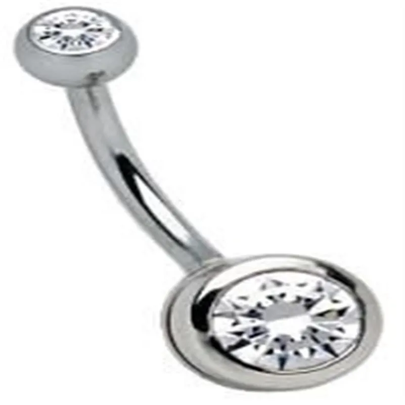 Double Clean Diamond Navel Piercing Navel Ring 100pcs lot Fashion Body Jewelry 100% Guaranteed 14G190q