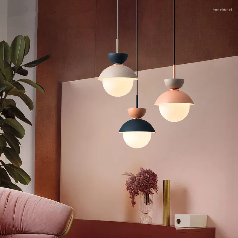 Pendant Lamps Modern LED Lights Nordic Glass Iron Geometric Dining Room Bedroom Children's Kitchen Decor FixturesCD