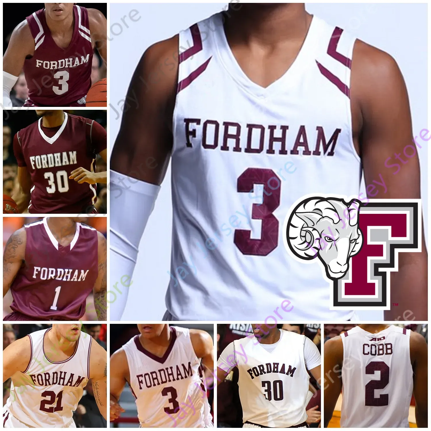 2020 Custom Fordham Basketball Jersey NCAA College Chuba Ohams Antwon Portley Onyi Eyisi Erten Gazi Ivan Raut Jalen Cobb Paschall