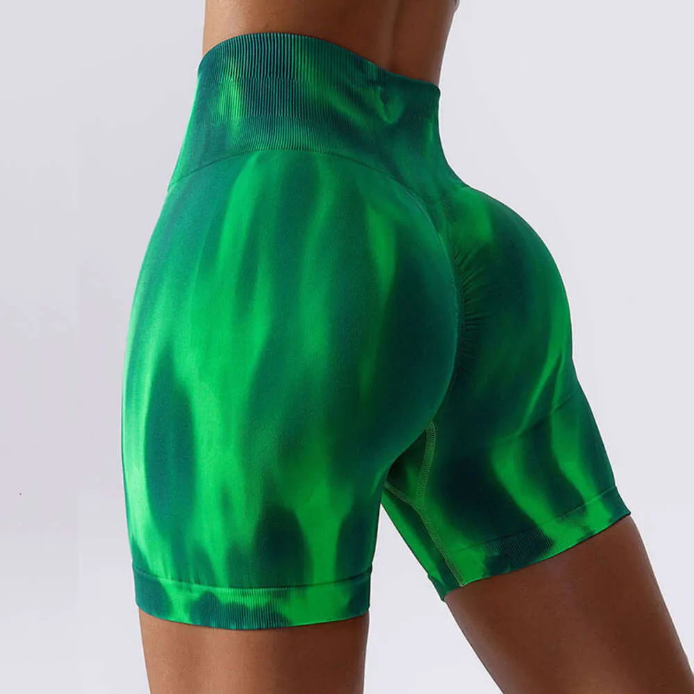 Lu Lu Shorts alinhar Lemon Yoga Scrunch Butt Push Up Aurora Tie-Dye Fitness Sports Women Gym Elastic Tight Training Running Cycling Shorts Jogger