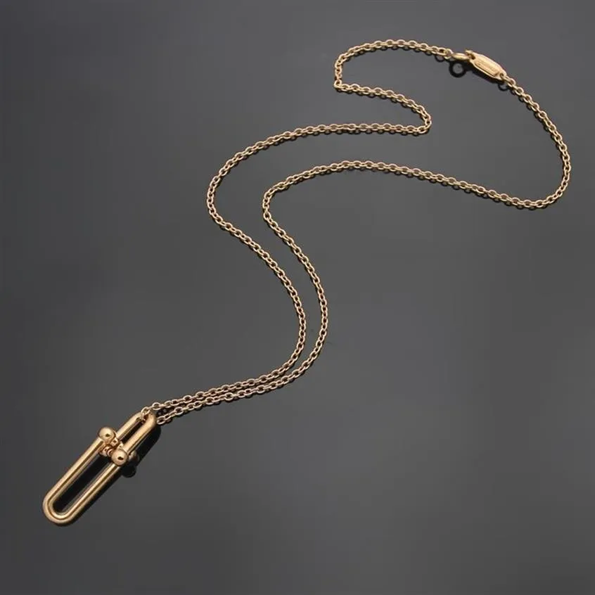 Designer dubbele ring bamboe ketting luxe merk hoefijzergesp hanger oorbellen vrouwelijke geometrische oorbellen Valentijnsdag266d