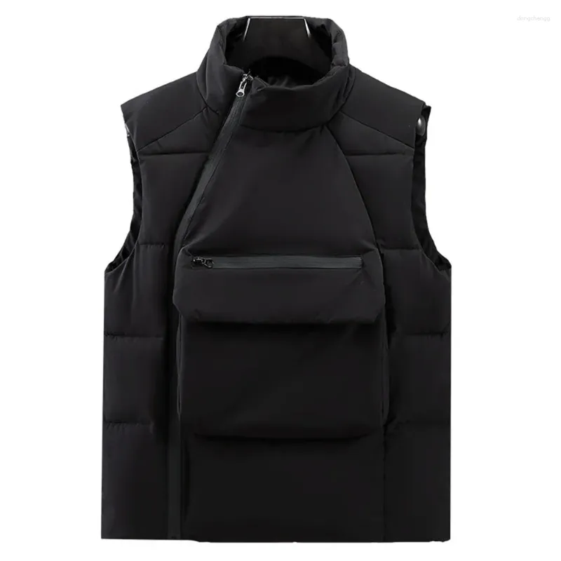Chalecos Para Hombres Casual Invierno Otono Hombre Calido Chaleco Sin Mangas Acolchado Algodon Zip Up Stand Collar Big Pocket Chaleco Abrigo Para Hombres Ropa De 22 64 DHgate