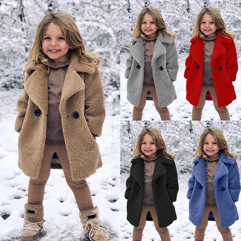 Куртки (18 месяцев-6 лет) Детское однотонное плюшевое стеганое пальто с длинными рукавами, теплая куртка из искусственного меха, ветрозащитная зимняя плотная F8