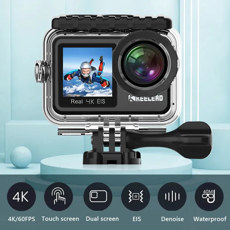 Spor Aksiyon Video Kameralar Kamera 4K 60 FPS Sport Su Geçirmez WiFi HD Ekran Webcam Açık Kamyon Kayıt Motosiklet Sürücüsü 231130