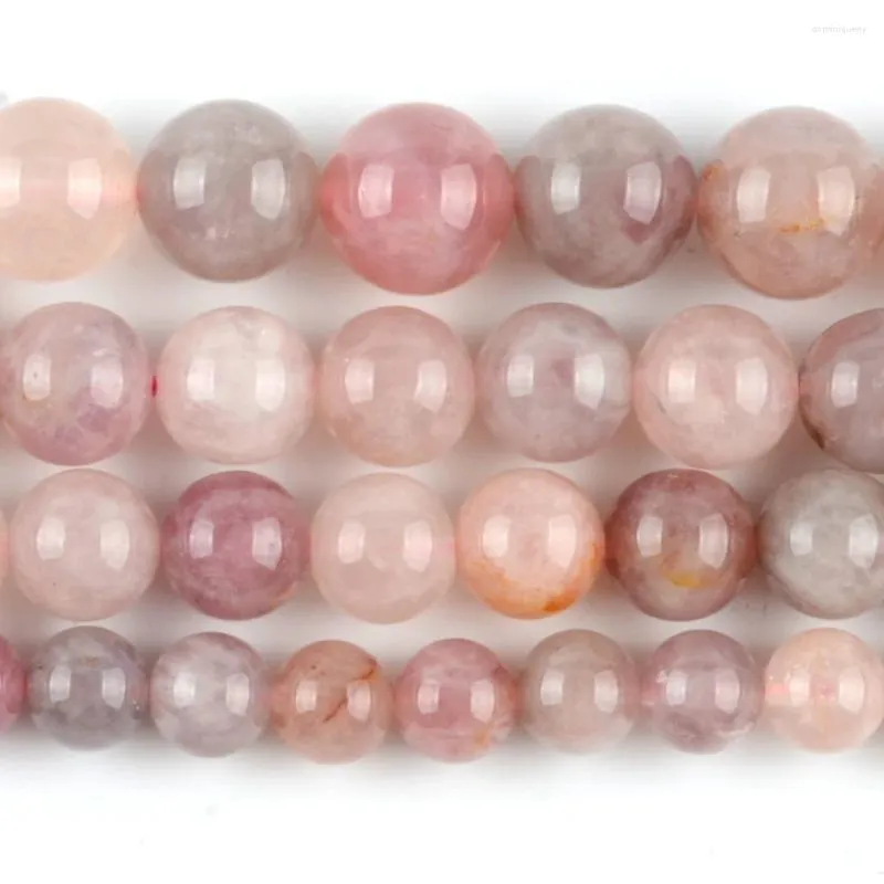 Luźne kamienie szlachetne naturalny różowy kamień opalowy okrągły kamień szlachetny koralik do biżuterii wytwarzający 6/8/10/12 mm DIY Bransoletka