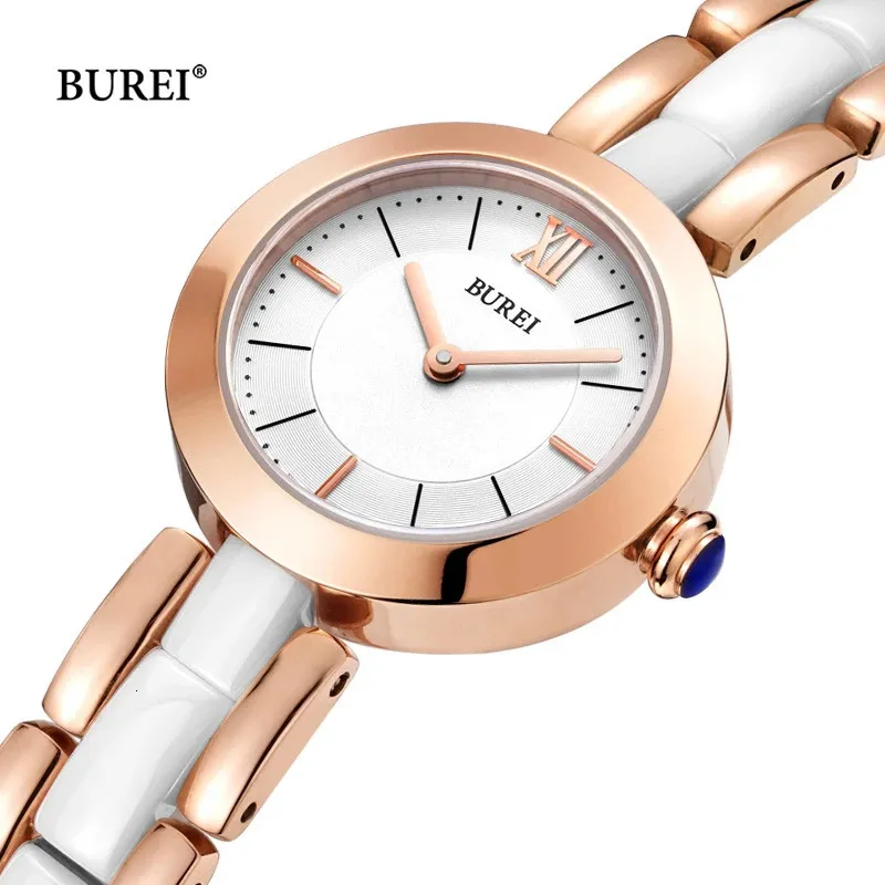 Relógios femininos BUREI Marca Moda Prata Rosa Ouro Relógios Para Mulheres Luxo À Prova D 'Água Safira Casual Quartz Relógio de Pulso Relógio Reloj Mujer 231201