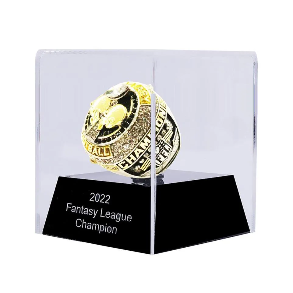 Bague de championnat de football Fantasy 2023 avec support pleine taille 8-14 Drop 253L