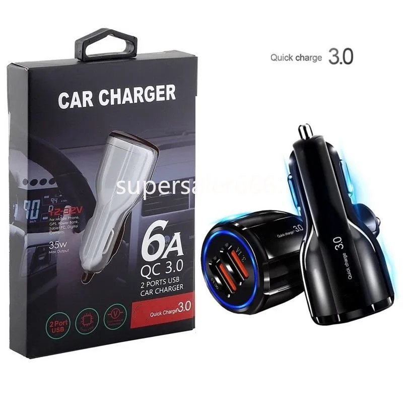 Carga rápida rápida qc3.0 duplo usb carregador de carro 5v 3.1a 30w 18 adaptador de energia carregadores para iphone 11 12 13 14 samsung nota 10 s22 s23 htc s1