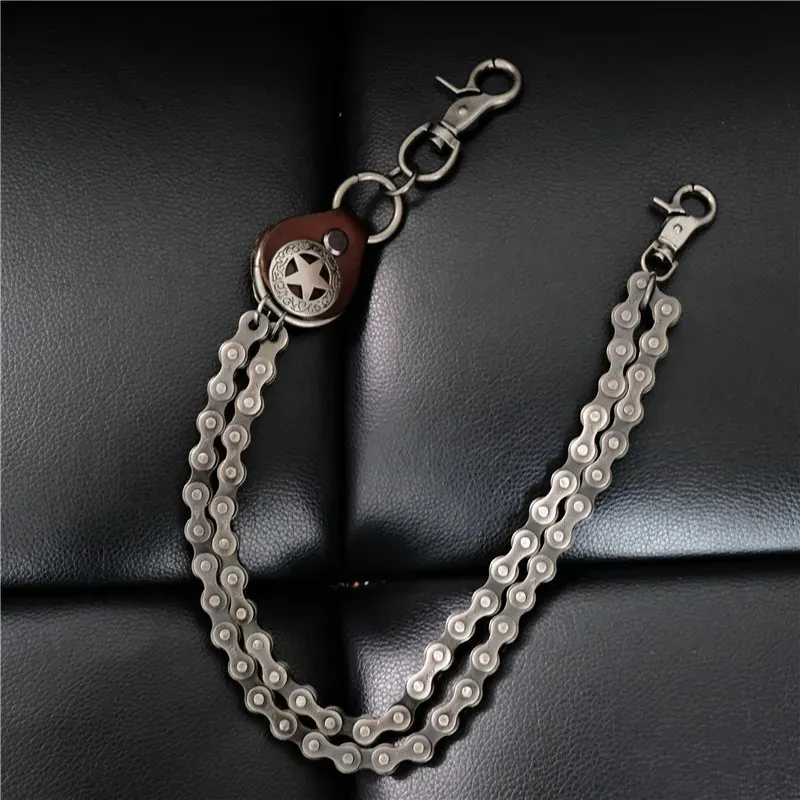 Tailleketting Riemen Hiphop Roestvrij Staal Metaal Cool Biker Chain Rock Punk Gothic Hipster Moto Jeans Riemen Portemonnee Sleutelhangers Heren Kpop Accessoires 231201