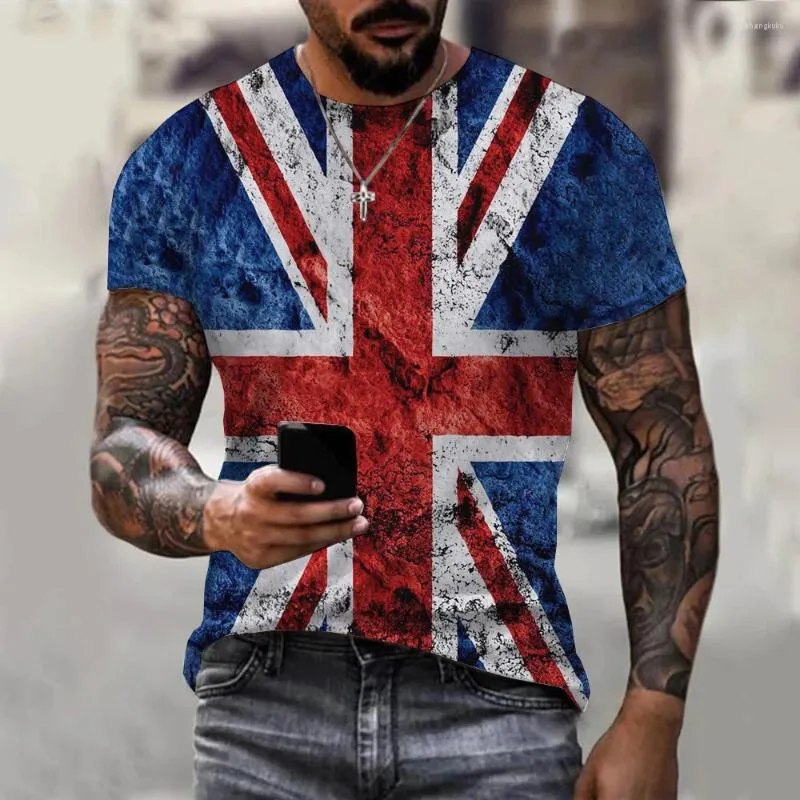 Homens camisetas Inglaterra Bandeira Britânica 3D Impressão T-shirt Verão Homens Mulher Moda Manga Curta Oversized Harajuku Streetwear Kid Tees Tops