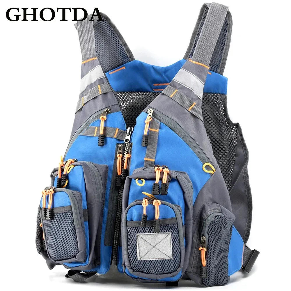 Life Vest Buoy GDA Fly Fishing Vest Polyester Polyester Outdoor Swimming Prait Backpack for Carp Pesca 231201