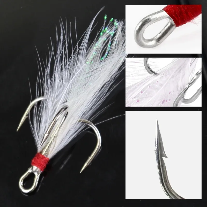 Fishing Hooks Mosodo Feathered Treble Hooks Set Dressed Triple Hook Strong  Pull Lure Fishing Hook With Feathers Fishing Accessories 231201 From 8,47 €