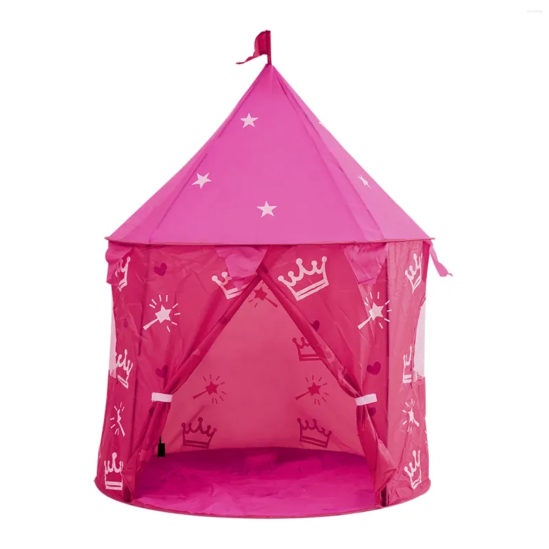 Tält och skyddsrum presentkrona Castle Universal Foldbar Boy Girl Easy Install Lightweight Play Tent Kids Toys Portable inomhus utomhusträdgård