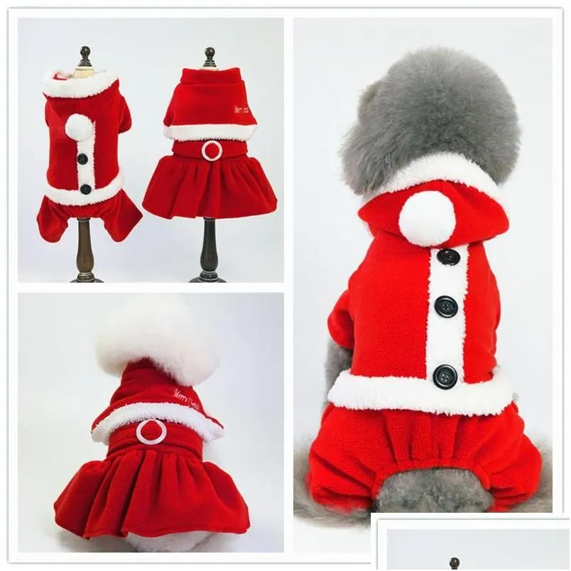 Dog Apparel Christma Jacket Winter Warm Pet Clothes For Small Dogs Coat Clothing Costume Puppy Jackets Santa Claus Drop Delivery Hom Dh2Rj